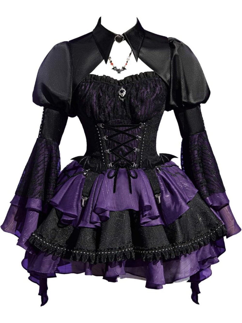 Gothic Top Coat & Skirt Set - Halloween Cosplay Punk Costume for Women